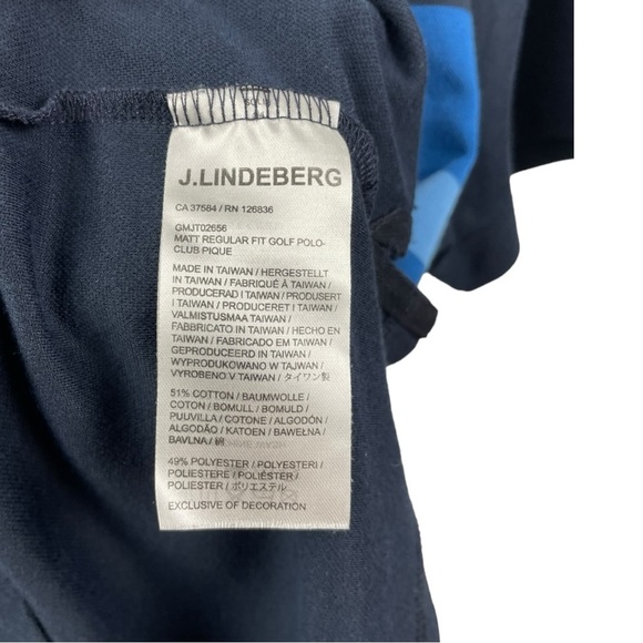 J.Lindberg Blue Matt Regular Fit Short Sleeve Pique Polo Shirt Size L - Picture 7 of 7